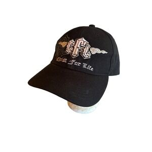 Christ for Life Black Embroidered Baseball Hat Cap‎ Adjustable
